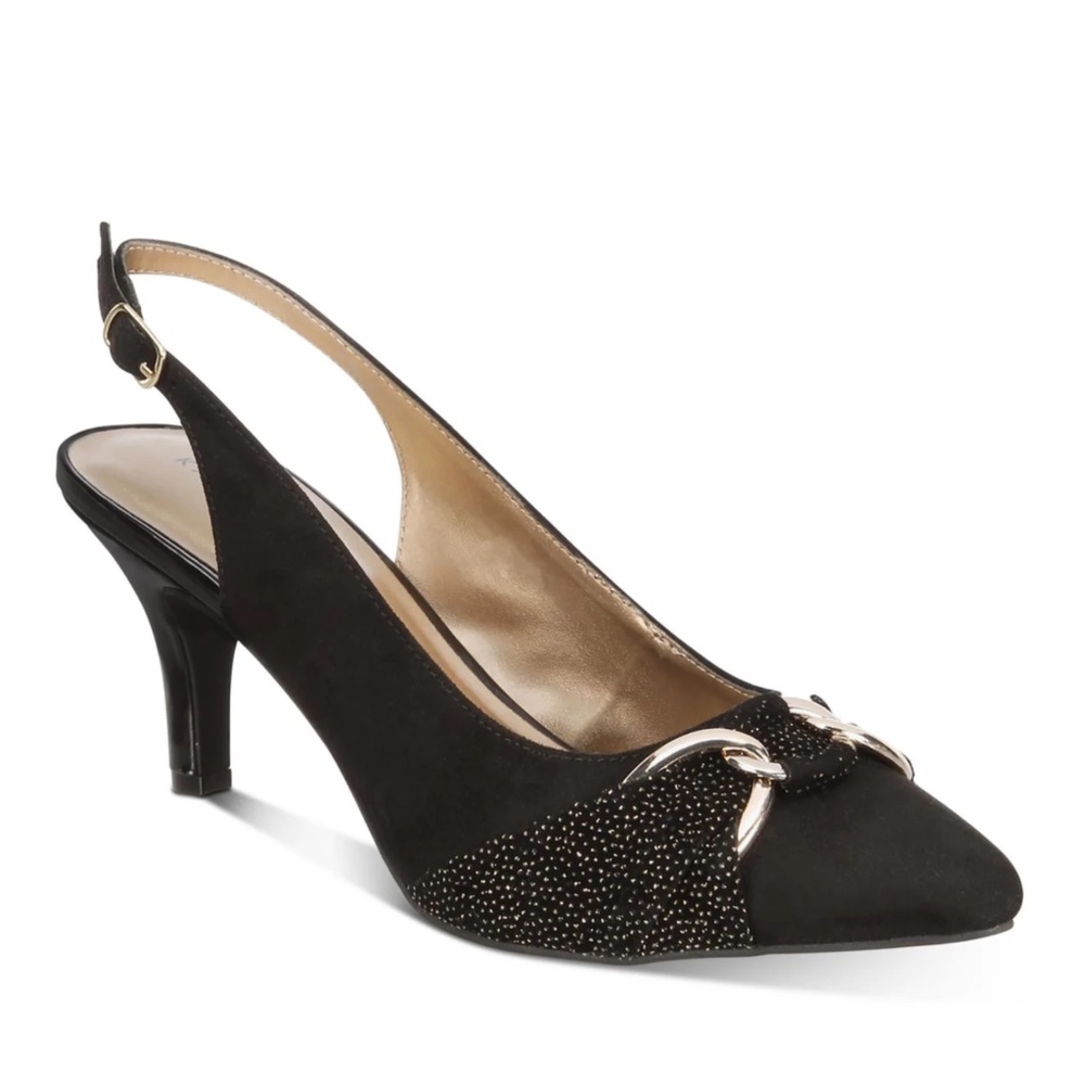 Karen Scott Giselee Embellished Slingback Pumps in Black sz 7 NWT